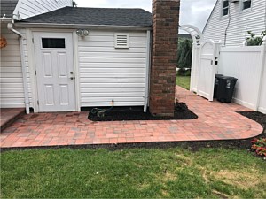 nicolock fire island rustico 4 pc peice piece dual level rear patio bullnose edge patios